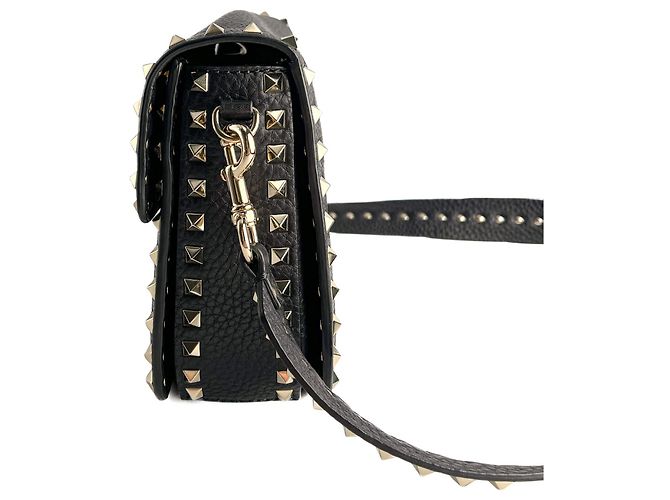 Valentino Garavani Borsa a tracolla in pelle di vitello Rockstud Spike media nera Nero - vista 5