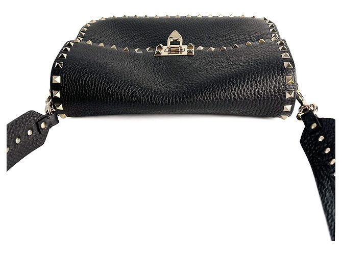 Valentino Garavani Borsa a tracolla in pelle di vitello Rockstud Spike media nera Nero - vista 8