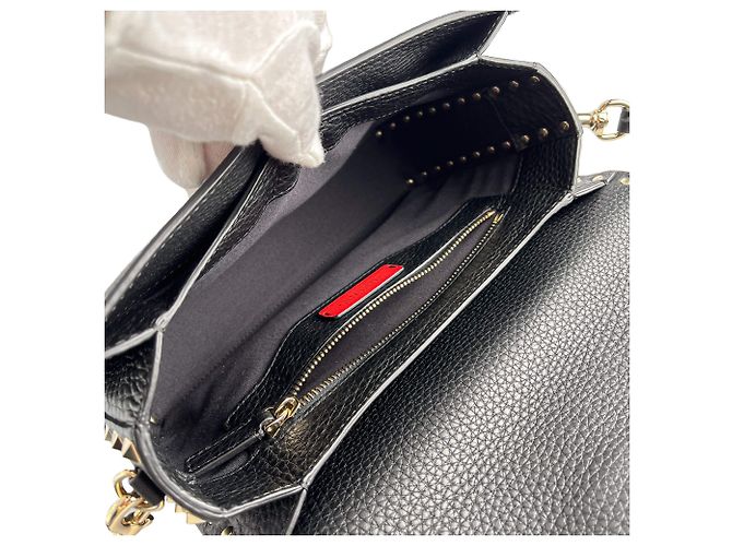 Valentino Garavani Borsa a tracolla in pelle di vitello Rockstud Spike media nera Nero - vista 9