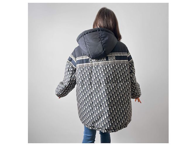 Dior Quilted Jacket Long Polyester Reversible Oblique Ready to Wear S Blue - view 3