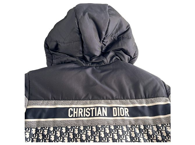Dior Quilted Jacket Long Polyester Reversible Oblique Ready to Wear S Blue - view 9