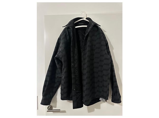 Balenciaga Camicia nera con logo monogramma BB Cachi - vista 2