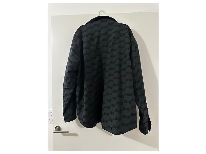 Balenciaga Camicia nera con logo monogramma BB Cachi - vista 5