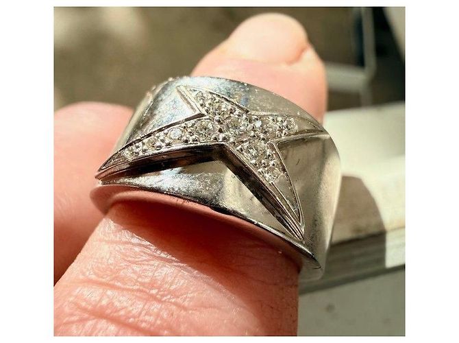 Mauboussin White Gold Star Diamond Ring Size 52 Silver hardware - view 2