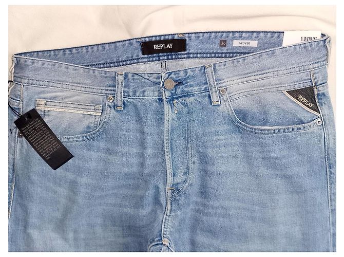 Autre Marque REPLAY Authentische blaue Denim-Jeans mit geradem Bein, Größe 36 / 32 - Ansicht 2