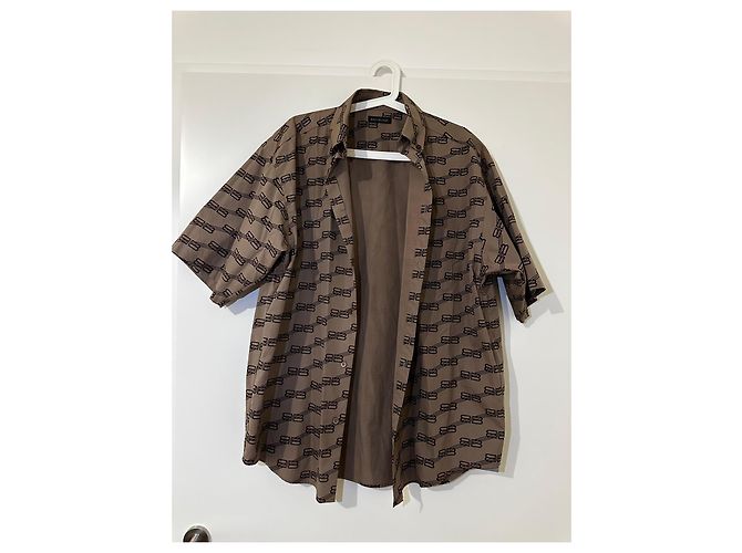 Camicia a Maniche Corte Balenciaga BB Monogram Marrone - vista 2