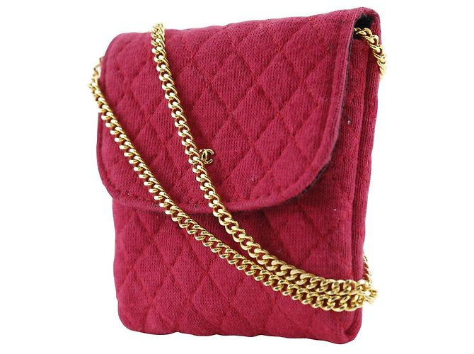 Pochette in Cotone Chanel con Catena Rosso - vista 2