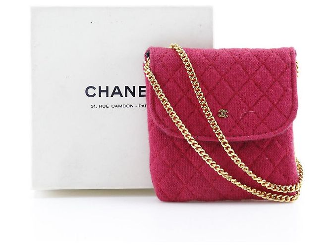 Pochette in Cotone Chanel con Catena Rosso - vista 8