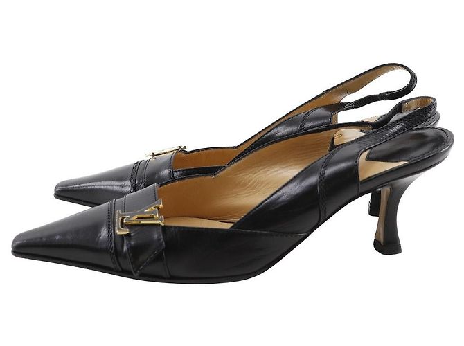 Pumps in pelle Initiale Louis Vuitton Nero - vista 2