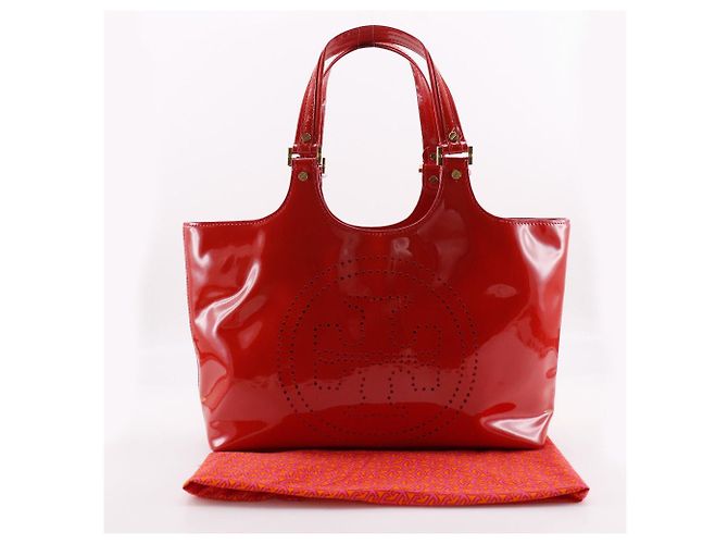 Borsa tote 2 in 1 in pelle lucida con logo perforato Tory Burch Rosso - vista 17