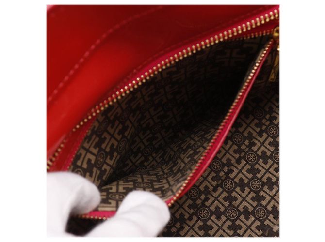 Borsa tote 2 in 1 in pelle lucida con logo perforato Tory Burch Rosso - vista 7
