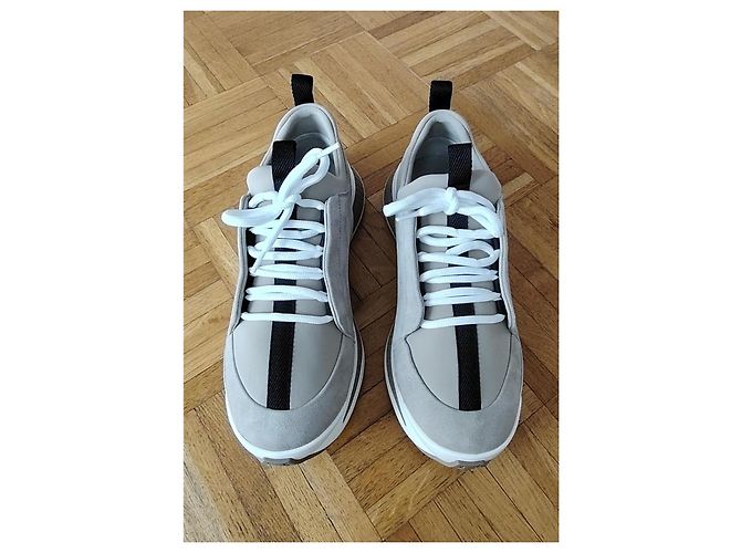 Hermès BASKETS HERMES "JUST" EN JERSEY TECHNIQUE/DAIM. Beige - vue 4