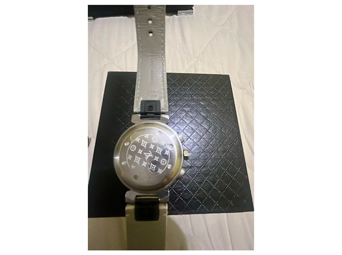 Relógio Cronógrafo Tambour LV da Louis Vuitton Preto Branco - vista 6