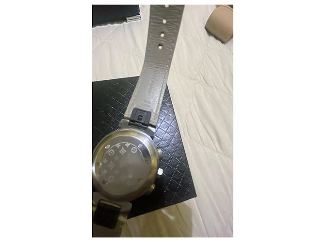 Relógio Cronógrafo Tambour LV da Louis Vuitton Preto Branco - vista 8