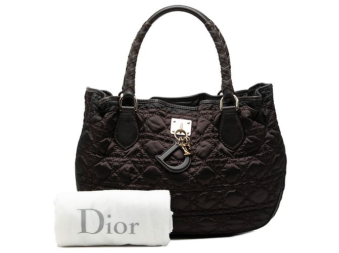 Sac à main Lovely en nylon Cannage marron Dior - vue 8