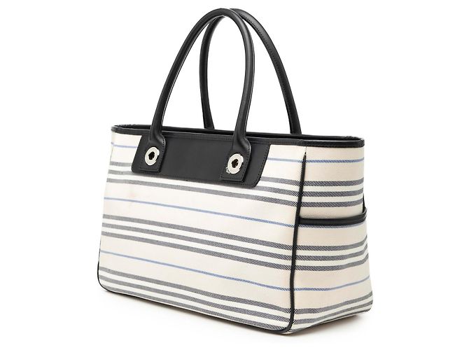 Borsa in tela a righe bianche Burberry Bianco - vista 2