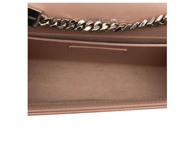 Saint Laurent Rosa Medio Pelle di Vitello Liscia Classica Monogramma Kate Borsa a Tracolla con Frange - vista 4