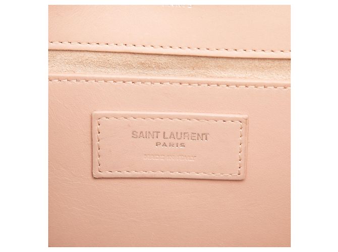 Saint Laurent Rosa Medio Pelle di Vitello Liscia Classica Monogramma Kate Borsa a Tracolla con Frange - vista 5