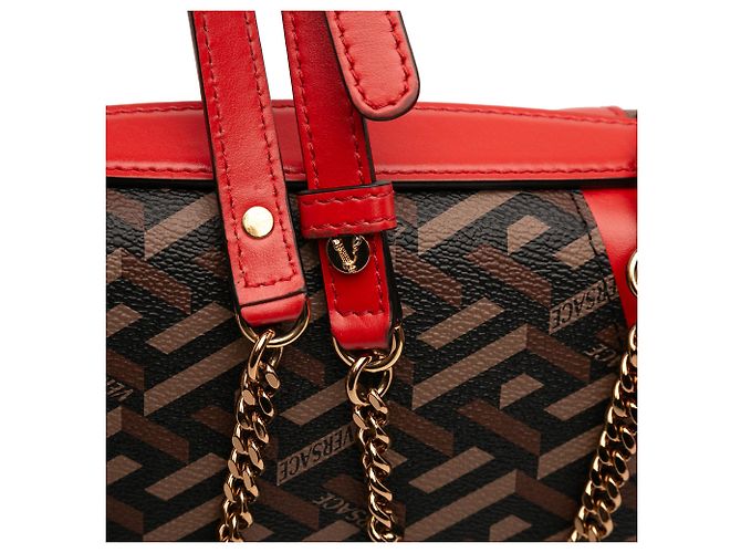 Bolso Virtus de lona recubierta La Greca marrón de Versace Castaño - vista 9