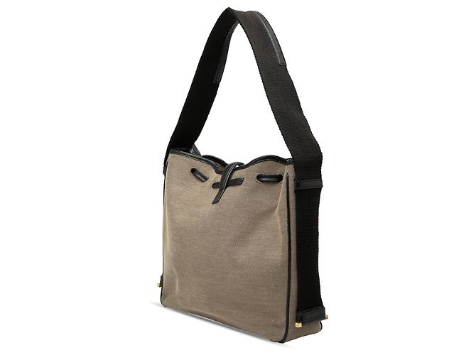 Jackie Borsa a tracolla Gucci in tela beige con coulisse - vista 2