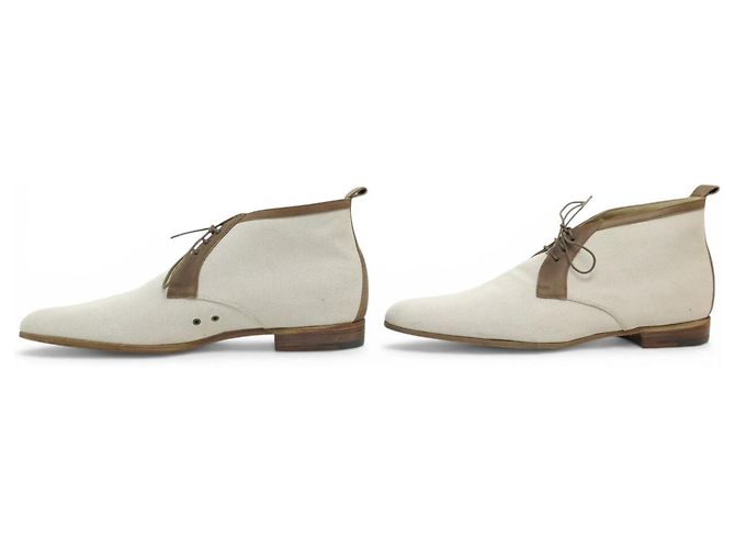 Hermès STIVALI HERMES CHRIS CHUKKA IN CANVAS E PELLE 44 SCATOLA Crudo - vista 2