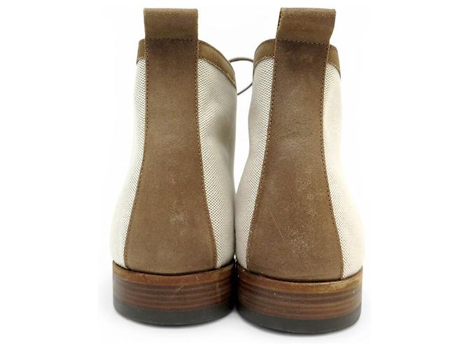 Hermès STIVALI HERMES CHRIS CHUKKA IN CANVAS E PELLE 44 SCATOLA Crudo - vista 5