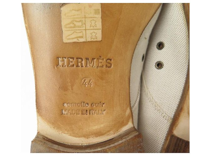 Hermès STIVALI HERMES CHRIS CHUKKA IN CANVAS E PELLE 44 SCATOLA Crudo - vista 7