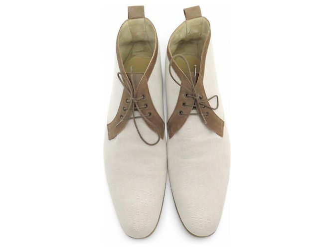 Hermès STIVALI HERMES CHRIS CHUKKA IN CANVAS E PELLE 44 SCATOLA Crudo - vista 8