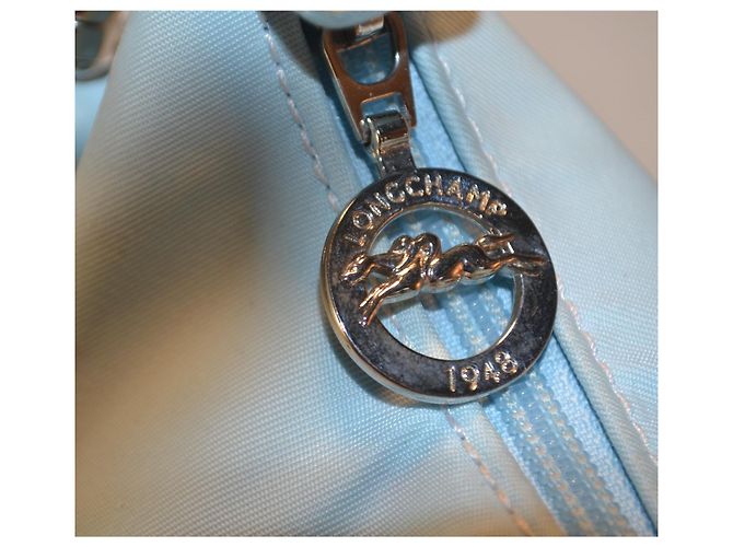 Borsa Longchamp in tela turchese - vista 4
