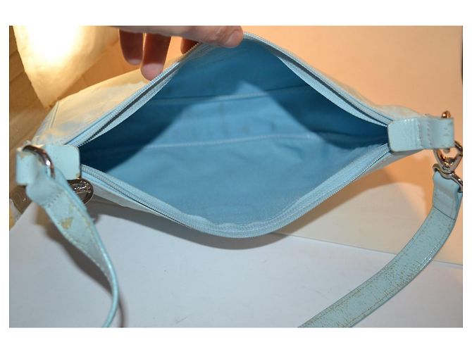 Borsa Longchamp in tela turchese - vista 7