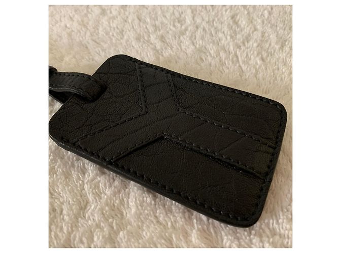 Yves Saint Laurent Etichetta da viaggio in pelle nera YSL Nero - vista 4