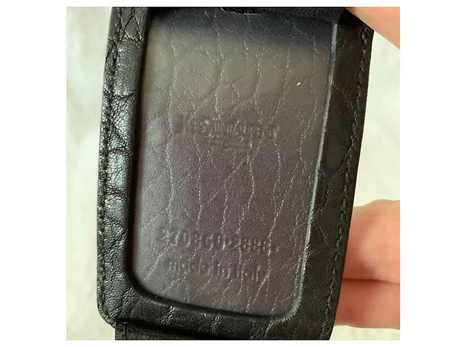 Yves Saint Laurent Etichetta da viaggio in pelle nera YSL Nero - vista 6