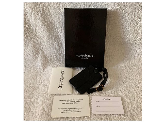 Yves Saint Laurent Etichetta da viaggio in pelle nera YSL Nero - vista 7