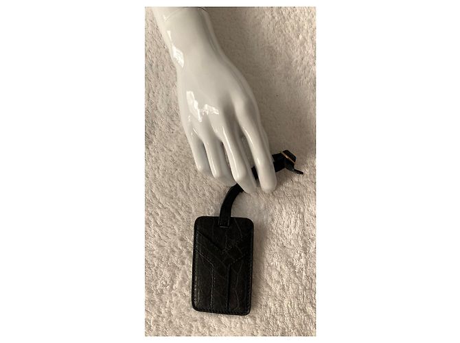 Yves Saint Laurent Etichetta da viaggio in pelle nera YSL Nero - vista 8