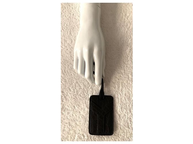 Yves Saint Laurent Etichetta da viaggio in pelle nera YSL Nero - vista 9
