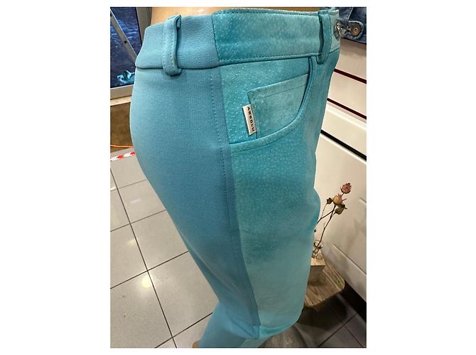 Autre Marque Calça azul de couro camurça e lycra - vista 4