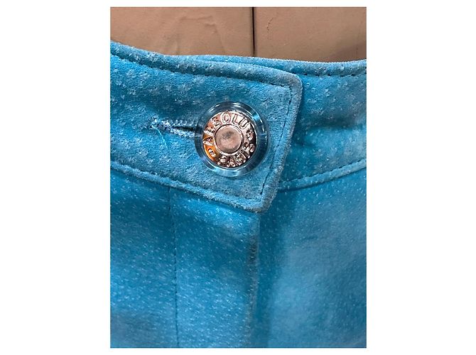 Autre Marque Calça azul de couro camurça e lycra - vista 6