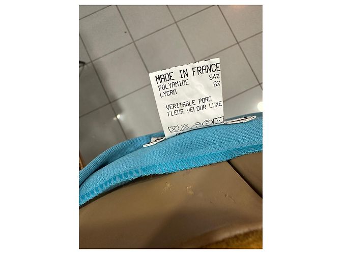 Autre Marque Calça azul de couro camurça e lycra - vista 8
