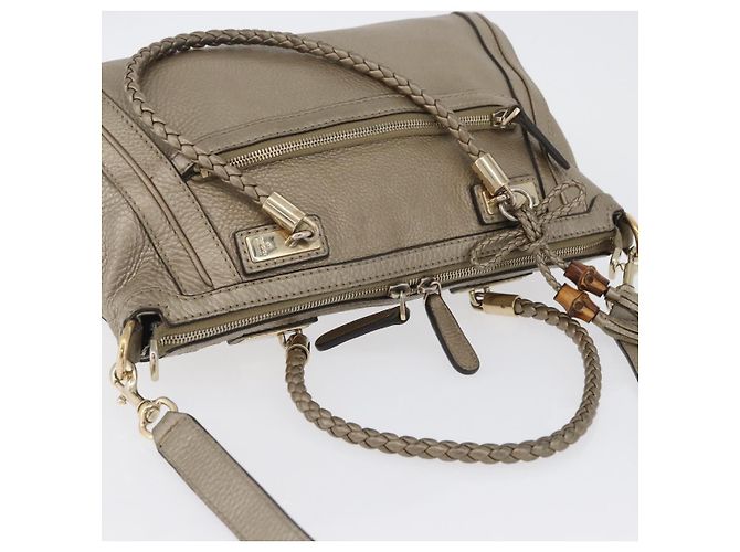 Borsa a mano GUCCI in pelle 2 vie tono oro 282300 Auth ka2918 - vista 6