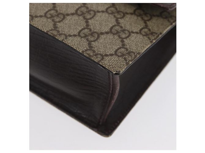 GUCCI GG Supreme Clutch Bag PVC Beige Argento 131213 Auth 173825 - vista 14