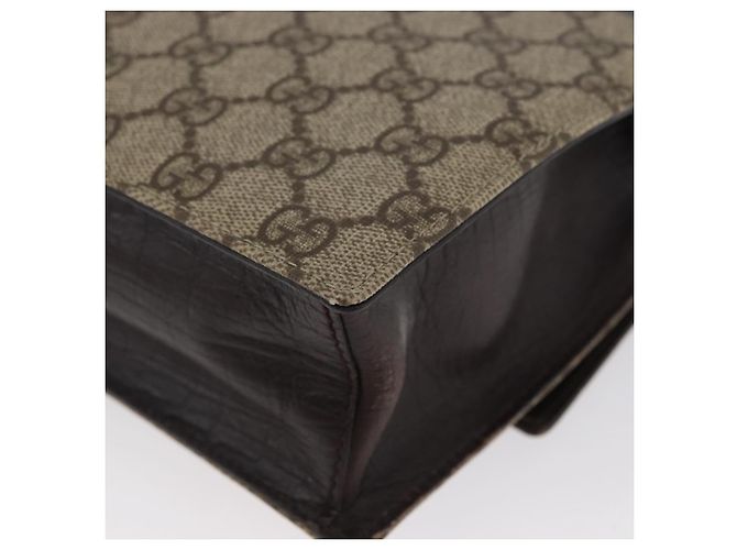 GUCCI GG Supreme Clutch Bag PVC Beige Argento 131213 Auth 173825 - vista 16