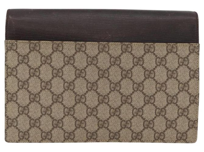 GUCCI GG Supreme Clutch Bag PVC Beige Argento 131213 Auth 173825 - vista 2