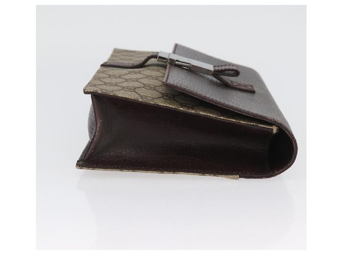 GUCCI GG Supreme Clutch Bag PVC Beige Argento 131213 Auth 173825 - vista 3