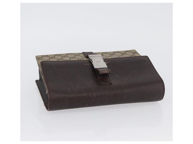 GUCCI GG Supreme Clutch Bag PVC Beige Argento 131213 Auth 173825 - vista 6