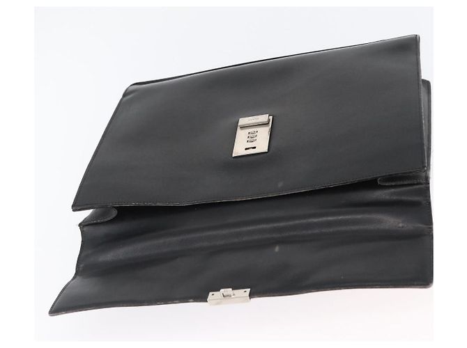 Saffiano Borsa da lavoro PRADA in pelle Safiano Nera Argento Auth ka3042 Nero - vista 10