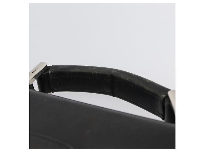 Saffiano Borsa da lavoro PRADA in pelle Safiano Nera Argento Auth ka3042 Nero - vista 8