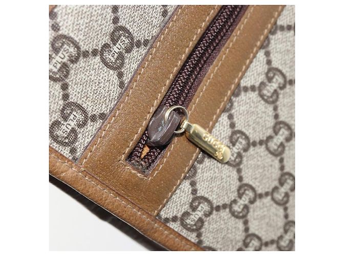 GUCCI GG Plus Supreme Clutch Bag PVC Beige Oro Auth 173932 D'oro - vista 11