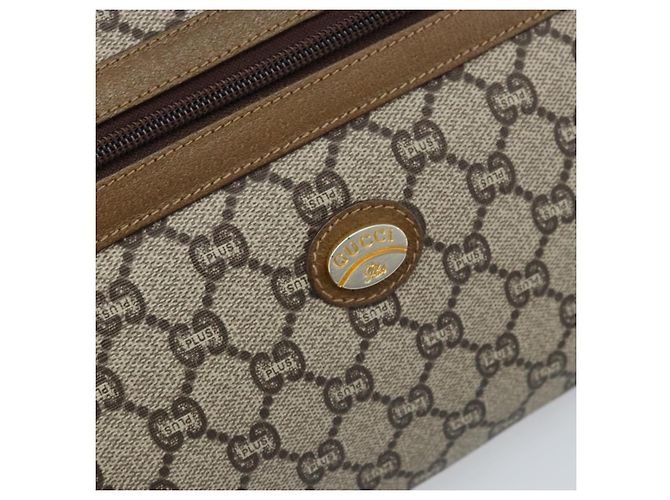 GUCCI GG Plus Supreme Clutch Bag PVC Beige Oro Auth 173932 D'oro - vista 17