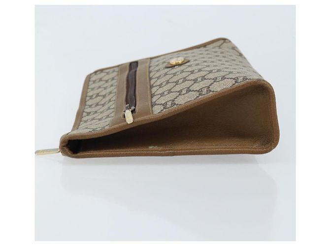 GUCCI GG Plus Supreme Clutch Bag PVC Beige Oro Auth 173932 D'oro - vista 4