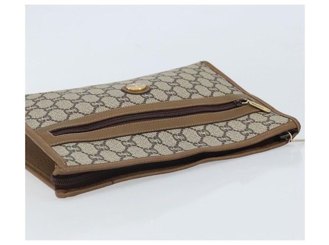 GUCCI GG Plus Supreme Clutch Bag PVC Beige Oro Auth 173932 D'oro - vista 5